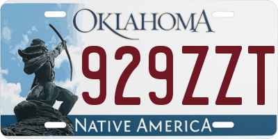 OK license plate 929ZZT