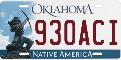 OK license plate 930ACI