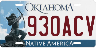 OK license plate 930ACV