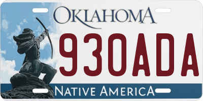 OK license plate 930ADA