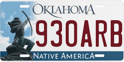 OK license plate 930ARB