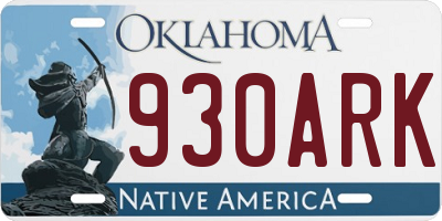 OK license plate 930ARK