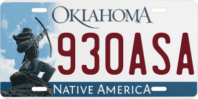 OK license plate 930ASA