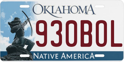 OK license plate 930BOL
