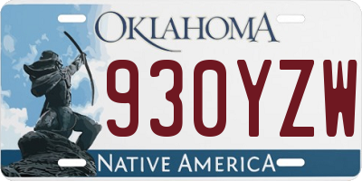 OK license plate 930YZW