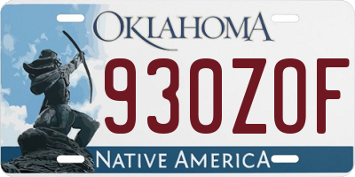 OK license plate 930ZOF