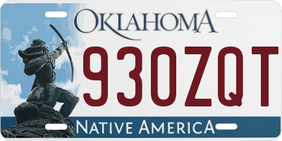 OK license plate 930ZQT