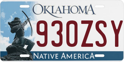 OK license plate 930ZSY