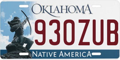 OK license plate 930ZUB