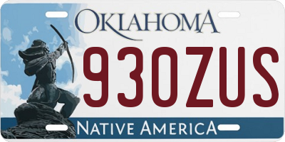 OK license plate 930ZUS