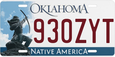 OK license plate 930ZYT