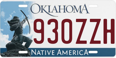 OK license plate 930ZZH