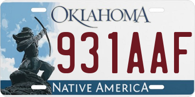 OK license plate 931AAF