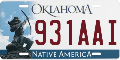 OK license plate 931AAI