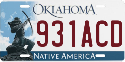 OK license plate 931ACD