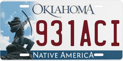 OK license plate 931ACI