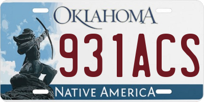 OK license plate 931ACS