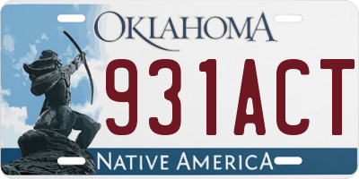 OK license plate 931ACT