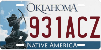 OK license plate 931ACZ