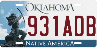 OK license plate 931ADB