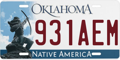 OK license plate 931AEM