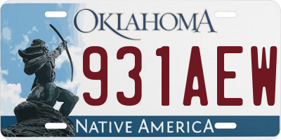 OK license plate 931AEW