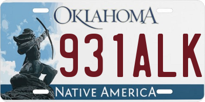 OK license plate 931ALK