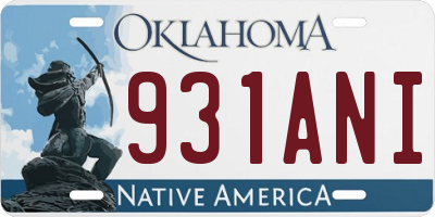 OK license plate 931ANI