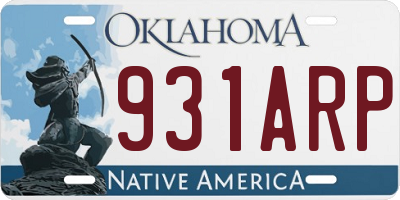OK license plate 931ARP