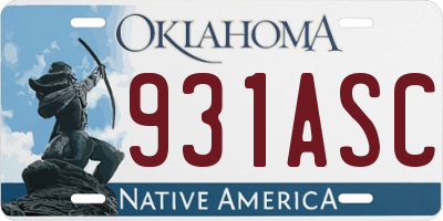 OK license plate 931ASC