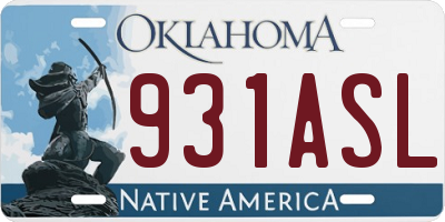 OK license plate 931ASL