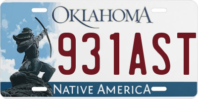 OK license plate 931AST