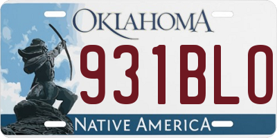 OK license plate 931BLO