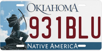 OK license plate 931BLU