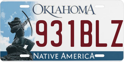 OK license plate 931BLZ