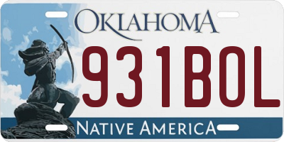 OK license plate 931BOL