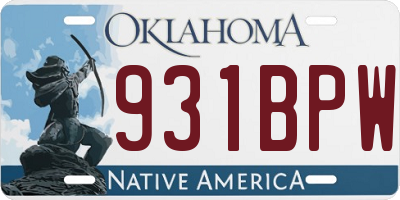 OK license plate 931BPW
