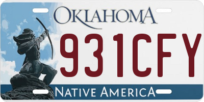 OK license plate 931CFY