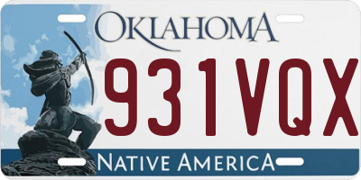 OK license plate 931VQX