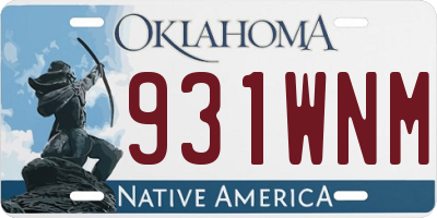 OK license plate 931WNM