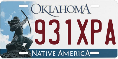 OK license plate 931XPA