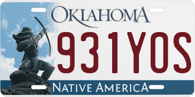 OK license plate 931YOS