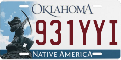 OK license plate 931YYI