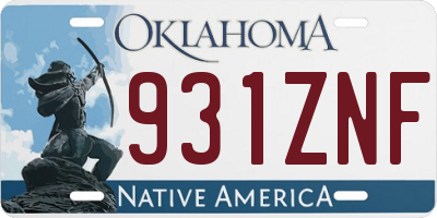 OK license plate 931ZNF