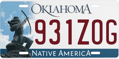 OK license plate 931ZOG