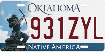 OK license plate 931ZYL