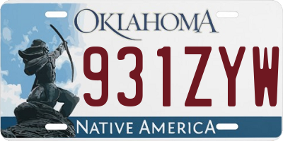 OK license plate 931ZYW