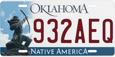OK license plate 932AEQ