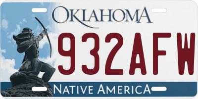 OK license plate 932AFW