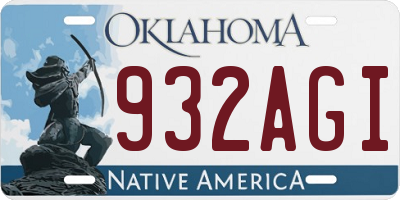 OK license plate 932AGI